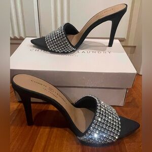 Chinese Laundry Jeepers Black Rhinestone Heels